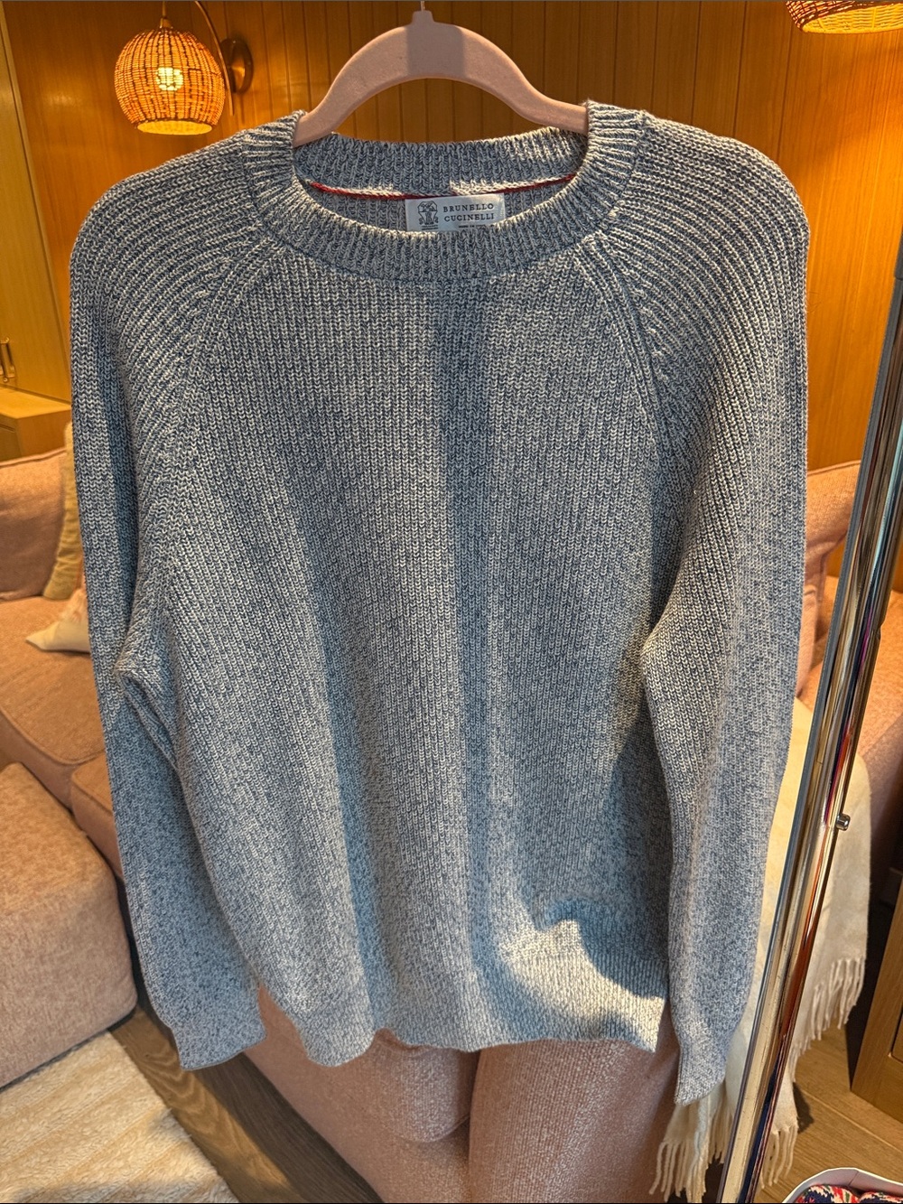 Brunello Cucinelli Men's Heather Grey Crewneck Sweater